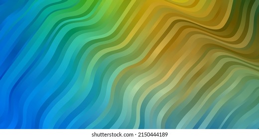 Light Blue, Green vector texture with wry lines. Abstract illustration with gradient bows. Pattern for websites, landing pages.
