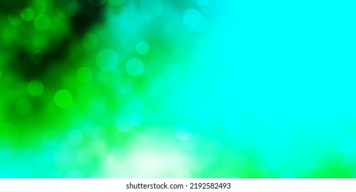 Light Blue, Green vector texture with disks. Abstract decorative design in gradient style with bubbles. Design for posters, banners.