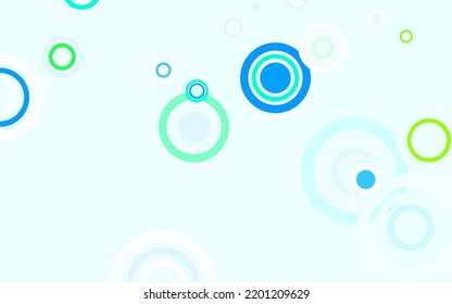 Light Blue, Green vector texture with disks. Blurred decorative design in abstract style with bubbles. New template for your brand book.