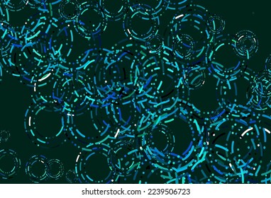 Light Blue, Green vector texture with disks. Glitter abstract illustration with blurred drops of rain. Pattern of water, rain drops.