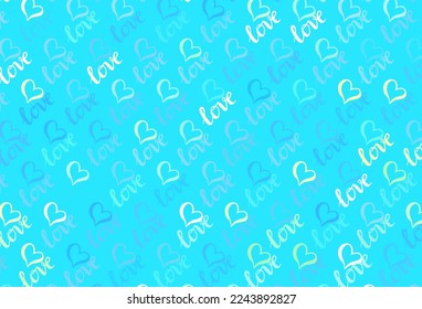 Light Blue, Green vector texture with lovely hearts. Smart illustration with gradient hearts in valentine style. Pattern for valentine's ad, booklets.