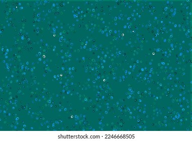 Light Blue, Green vector texture with disks. Glitter abstract illustration with blurred drops of rain. Design for posters, banners.