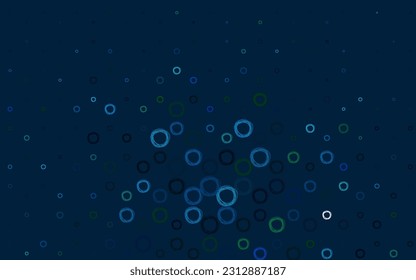 Light Blue, Green vector texture with disks. Blurred bubbles on abstract background with colorful gradient. Pattern for ads, leaflets.