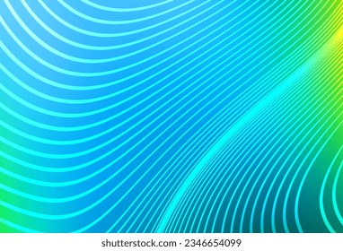 Azul claro, textura vectorial verde con líneas curvas. Ilustración inteligente en estilo abstracto con líneas de degradado.  Patrón para su diseño.