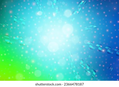 Light Blue, Green vector texture in birthday style. Abstract gradient illustration with colorful Christmas things. Smart design for promotion of university.