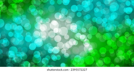 Light Blue, Green vector texture with disks. Abstract decorative design in gradient style with bubbles. Design for your commercials.