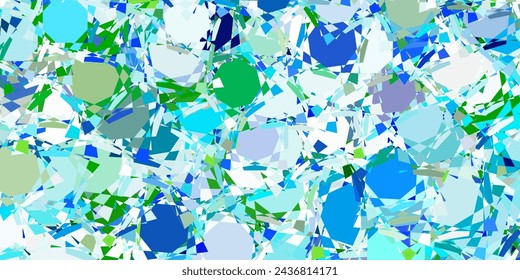 Hellblaue, grüne Vektortextur mit zufälligen Dreiecken. Intelligente abstrakte Illustration mit Dreiecksformen im modernen Stil. Muster für Werbeaktionen.