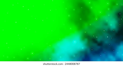 Light Blue, Green vector texture with beautiful stars. Shining colorful illustration with small and big stars. Pattern for websites, landing pages.