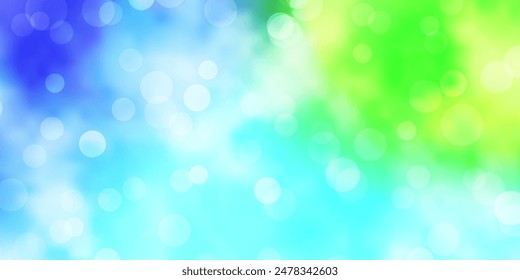 Light Blue, Green vector texture with disks. Abstract decorative design in gradient style with bubbles. Design for posters, banners.