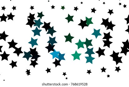 Light Blue, Green vector texture with beautiful stars. Glitter abstract illustration with colored stars. The pattern can be used for websites.