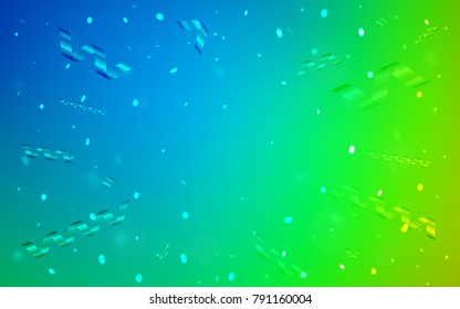 Light Blue, Green vector texture with birthday confetti. Blurred decorative design in anniversary style with confetti. The pattern can be used for birthday gifts, congratulations.