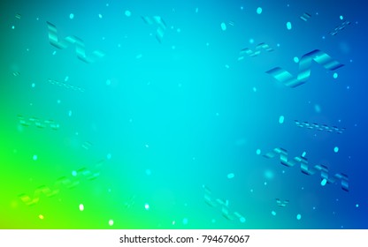 Light Blue, Green vector texture with birthday confetti. Decorative shining illustration with ribbons on abstract template. The pattern can be used for carnival, festival leaflets.