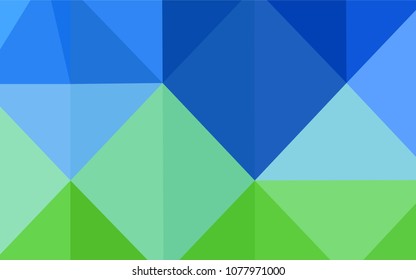 Light Blue, Green vector triangle mosaic template. Colorful illustration in polygonal style with gradient. A new texture for your design.
