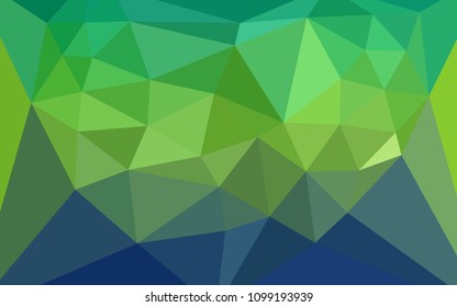 Light Blue, Green vector triangle mosaic template with a heart in a centre. Polygonal abstract illustration with gradient. Triangular pattern for your design.