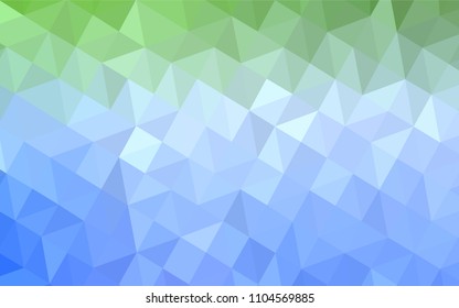 Light Blue, Green vector triangle mosaic cover. Polygonal abstract illustration with gradient. A completely new design for your leaflet.