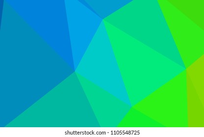 Light Blue, Green vector triangle mosaic template. Polygonal abstract illustration with gradient. Triangular pattern for your design.