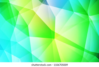 Light Blue, Green vector triangle mosaic template. Creative geometric illustration in Origami style with gradient. Triangular pattern for your design.