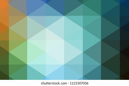 Light Blue, Green vector triangle mosaic texture. Geometric illustration in Origami style with gradient.  Brand-new style for your business design.