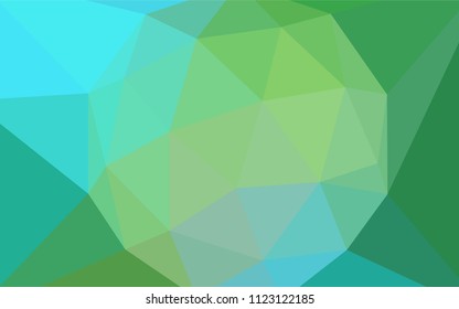 Light Blue, Green vector triangle mosaic template. Geometric illustration in Origami style with gradient.  Textured pattern for your backgrounds.