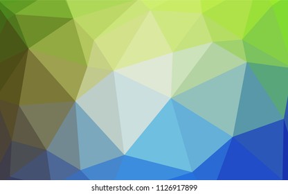 Light Blue, Green vector triangle mosaic cover. Polygonal abstract illustration with gradient. A new texture for your web site.