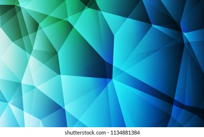 Light Blue, Green vector triangle mosaic template. Triangular geometric sample with gradient.  Polygonal design for your web site.