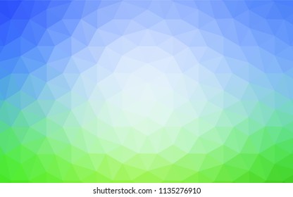 Light Blue, Green vector triangle mosaic template. Geometric illustration in Origami style with gradient.  Best triangular design for your business.