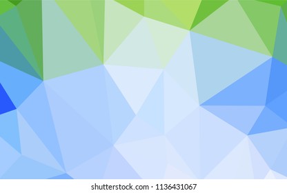 Light Blue, Green vector triangle mosaic template. Colorful illustration in polygonal style with gradient. Best triangular design for your business.