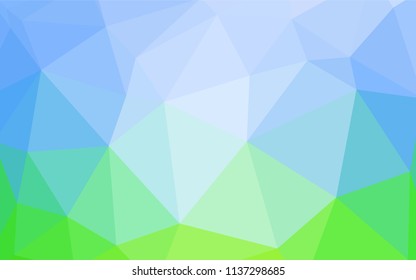 Light Blue, Green vector triangle mosaic template. Shining polygonal illustration, which consist of triangles. Template for cell phone's backgrounds.