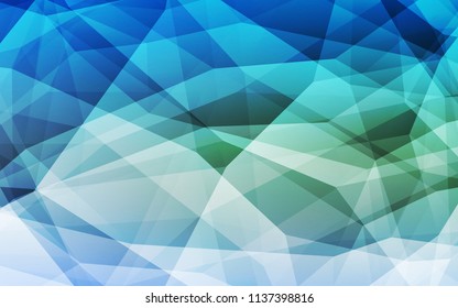 Light Blue, Green vector triangle mosaic template. Colorful abstract illustration with triangles. Brand new style for your business design.