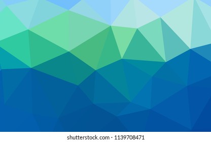 Light Blue, Green vector triangle mosaic template. Geometric illustration in Origami style with gradient.  Template for cell phone's backgrounds.