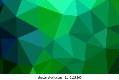 Light Blue, Green vector triangle mosaic cover. Creative geometric illustration in Origami style with gradient. Completely new template for your banner.