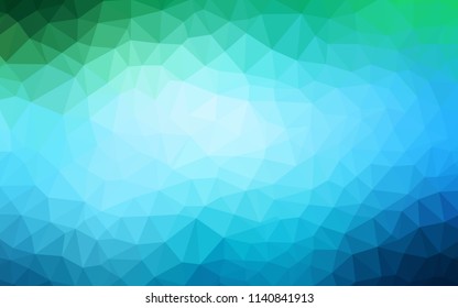 Light Blue, Green vector triangle mosaic template. Triangular geometric sample with gradient.  Brand new style for your business design.