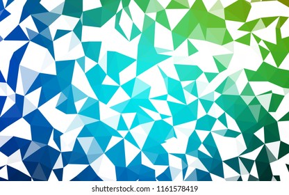 Light Blue, Green vector triangle mosaic cover. Geometric illustration in Origami style with gradient.  Completely new template for your banner.