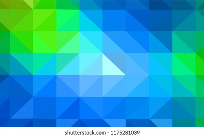 Light Blue, Green vector triangle mosaic template. Shining polygonal illustration, which consist of triangles. Template for cell phone's backgrounds.
