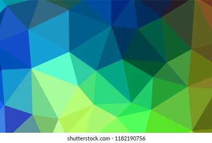 Light Blue, Green vector triangle mosaic texture. Elegant bright polygonal illustration with gradient. A completely new design for your leaflet.