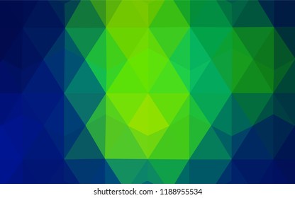 Light Blue, Green vector triangle mosaic texture. Elegant bright polygonal illustration with gradient. Textured pattern for your backgrounds.