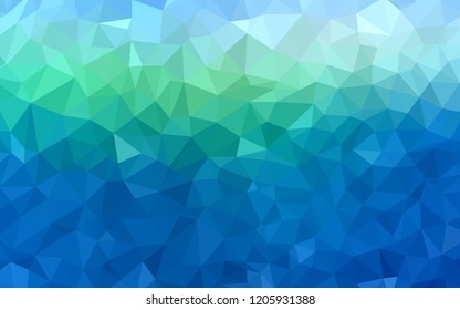 Light Blue, Green vector triangle mosaic template. Polygonal abstract illustration with gradient. Triangular pattern for your design.