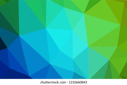 Light Blue, Green vector triangle mosaic cover. Polygonal abstract illustration with gradient. A completely new design for your leaflet.