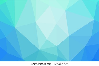 Light Blue, Green vector triangle mosaic template. Geometric illustration in Origami style with gradient.  Triangular pattern for your design.