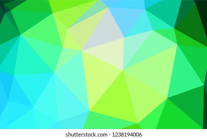 Light Blue, Green vector triangle mosaic texture. Elegant bright polygonal illustration with gradient. Triangular pattern for your design.