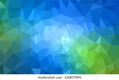 Light Blue, Green vector triangle mosaic texture. Creative illustration in halftone style with triangles. A completely new design for your leaflet.