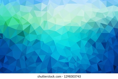 Light Blue, Green vector triangle mosaic template. Creative illustration in halftone style with triangles. Template for cell phone's backgrounds.
