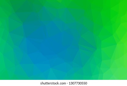 Light Blue, Green vector triangle mosaic texture. Triangular geometric sample with gradient.  Template for your brand book.