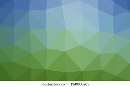 Light Blue, Green vector triangle mosaic texture. Colorful illustration in Origami style with gradient.  Textured pattern for background.