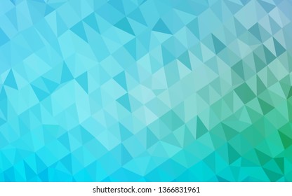 Light Blue, Green vector triangle mosaic cover. Shining illustration, which consist of triangles. Textured pattern for background.