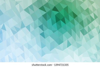 Light Blue, Green vector triangle mosaic cover. Glitter abstract illustration with an elegant design. Brand new style for your business design.