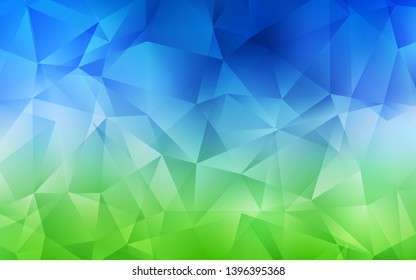Light Blue, Green vector triangle mosaic texture. Creative illustration in halftone style with triangles. Best triangular design for your business.