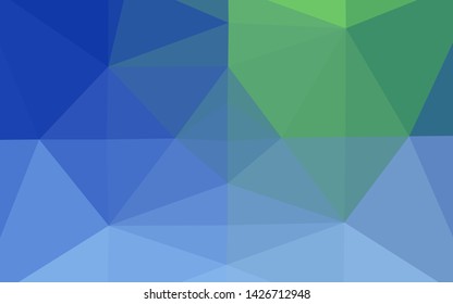 Light Blue, Green vector triangle mosaic cover. Geometric illustration in Origami style with gradient. Elegant pattern for a brand book.