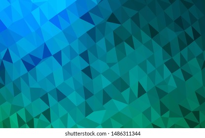 Light Blue, Green vector triangle mosaic texture. An elegant bright illustration with gradient. New texture for your design.