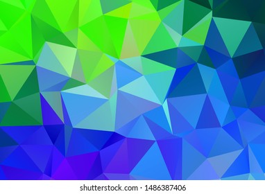 Light Blue, Green vector triangle mosaic template. Polygonal abstract illustration with gradient. Completely new template for your banner.